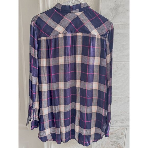 Sandra Ingrish Hunter Plaid Long-sleeve Button-down Shirt Women Blue M - Picture 11 of 13